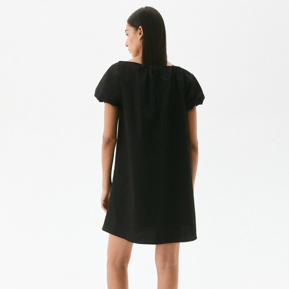 H&M Drawstring Neck Dress Black Babydoll Dress w/ Bead and Palm Tree Charms XS - Picture 3 of 16